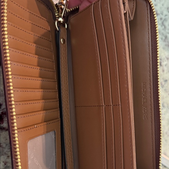 Michael Kors Tan Leather Zip Wallet - Picture 2 of 3